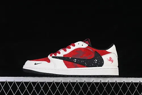All categories Air Jordan Jordan series basketball shoes Air Jordan 1 Low High-end customized low-top sneakers Travis Scott x Fragment Design x Air Jordan 1 Low OG SP AJ1 Joe 1 Year of the Horse limited white and red splashed ink low-top cultural casual sneakers DZ2688-118